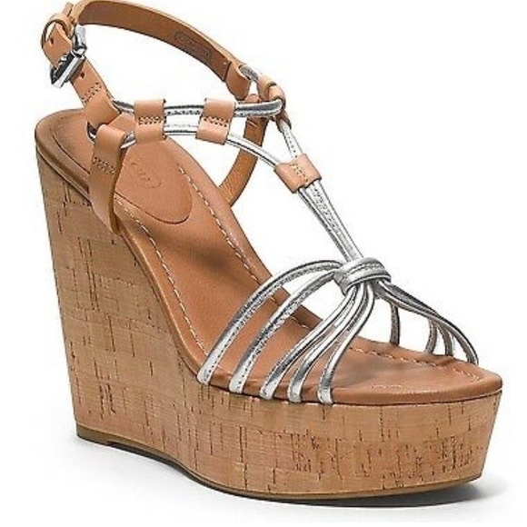 Coach Gorgiana cork wedge sandal EUC size 9.5 - Picture 1 of 8